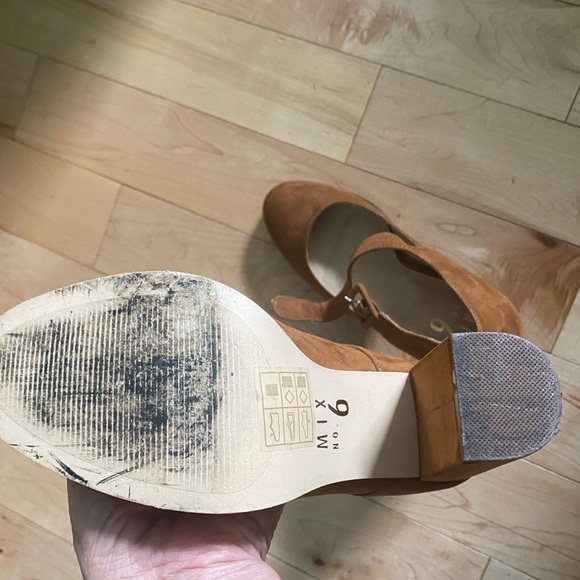 Mix No.6 Camel brown Suede Mary Janes with block heel 8.5 - Picture 5 of 6